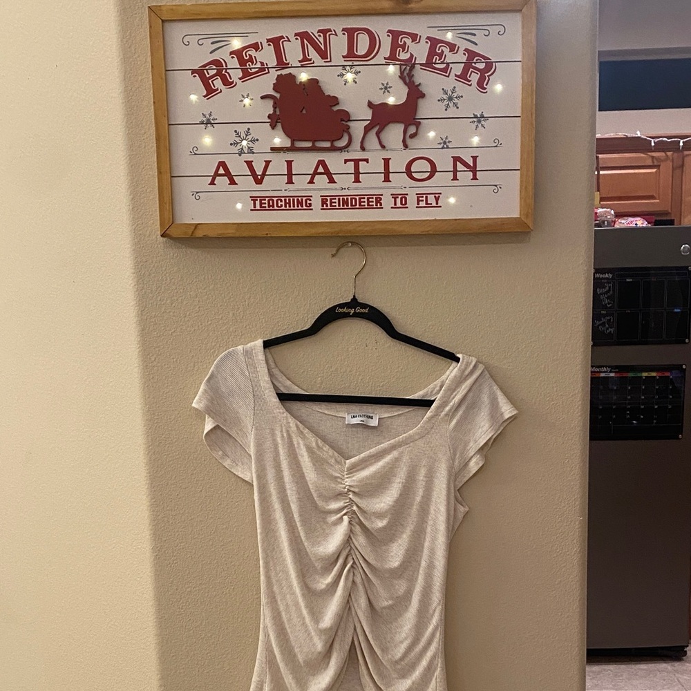 LNA Cream Ruched Top